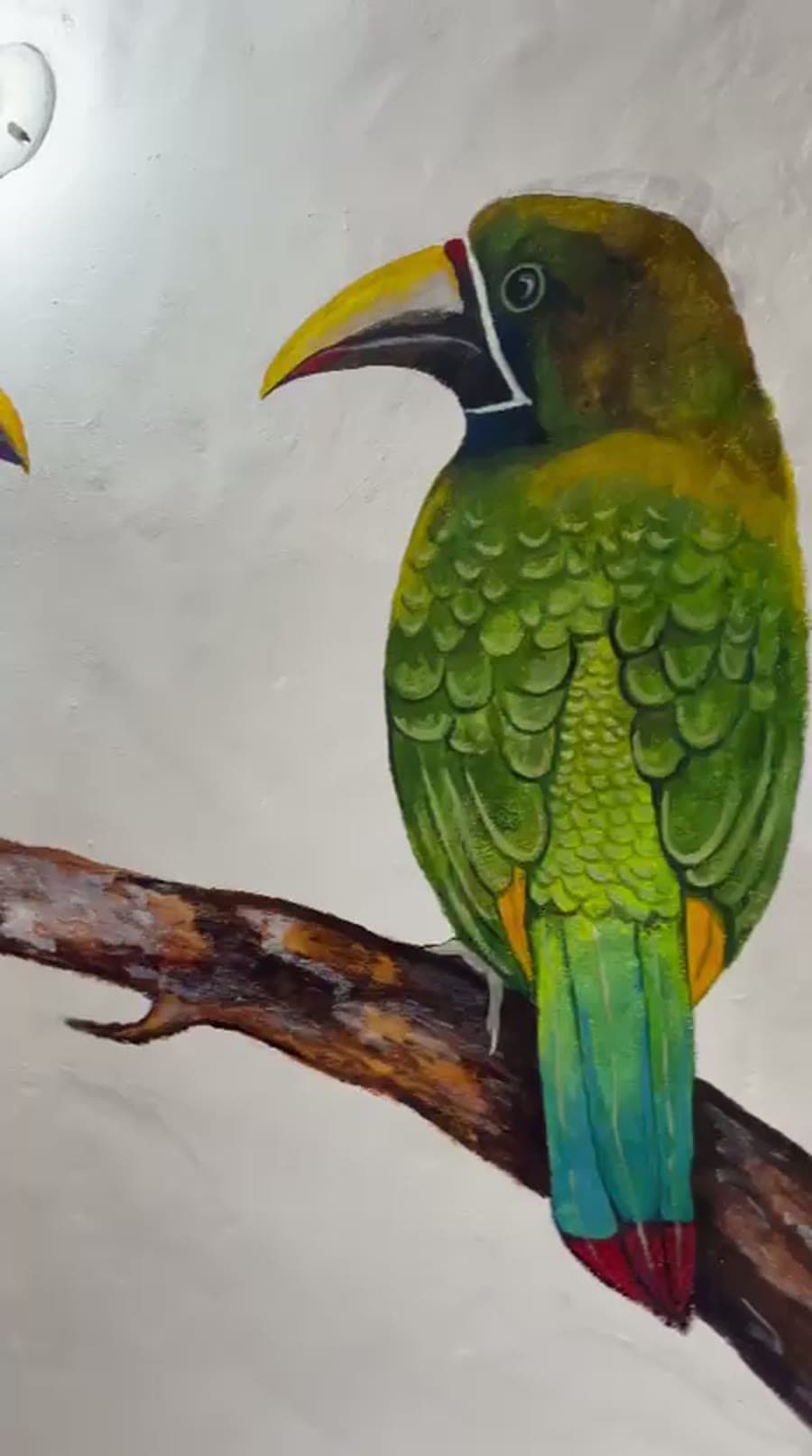 Hand-painted mural on a wall of the hostel